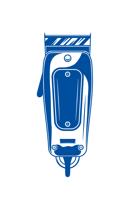 Ilustración azul de las tijeras.