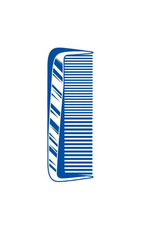 Ilustración de un peine de color azul.